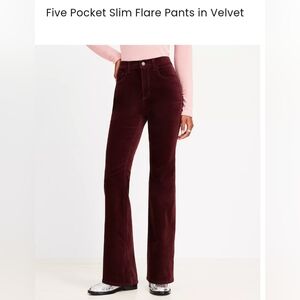LOFT Red Raisin Velvet Trousers